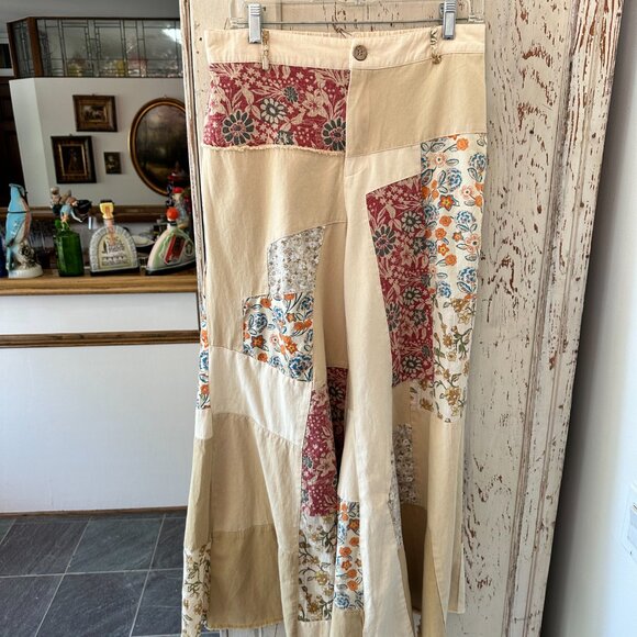 BLUE VELVET WIDE LEG PATCHWORK PANT - Picture 5 of 6